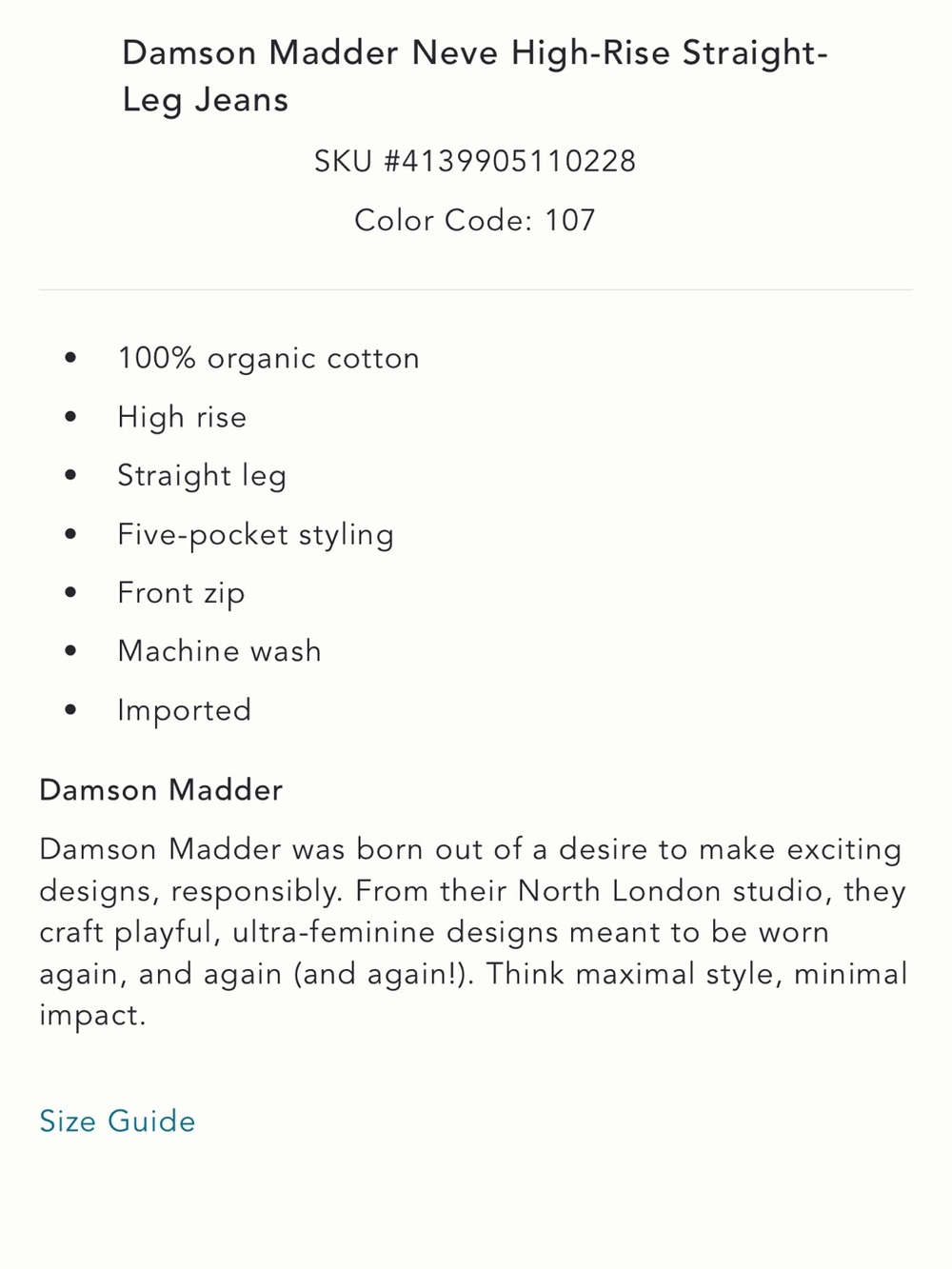 Damson Madder Neve Embroidered High-Rise Straight-Leg Jeans Size 12 - Picture 16 of 16